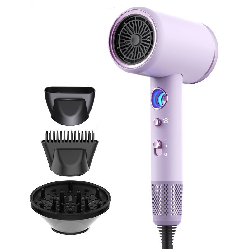 Asciugacapelli professionale da 2200 W con controllo della temperatura e terapia con luce blu – Kit per asciugatura e styling rapido agli ioni a 6 velocità_voghion.com