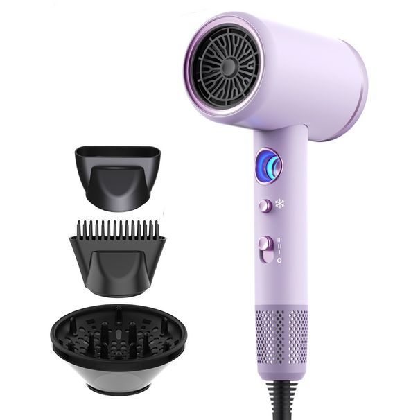 Asciugacapelli professionale da 2200 W con controllo della temperatura e terapia con luce blu – Kit per asciugatura e styling rapido agli ioni a 6 velocità_voghion.com