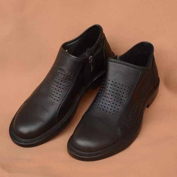 Cowhide Single Layer Low Top Men's Casual Shoes Breathable Genuine Soft Leather Boots Men_voghion.com