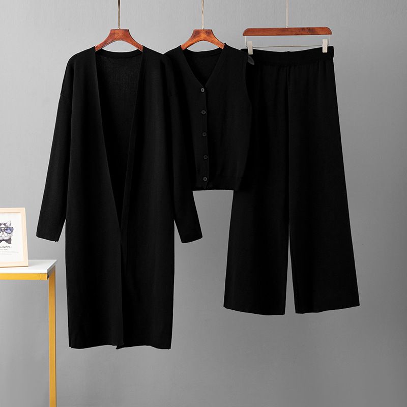 Women’s Clothing Autumn and winter sweater cardigan jacket versatile bottoming shirt new women's wide leg pants fashionable three piece suit_voghion.com