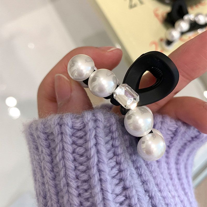 Pinza para flequillo de cabeza de princesa delicada y exquisita de Corea con perlas pequeñas, estilo francés elegante y de alta gama para mujer_voghion.com