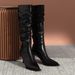 Höga vintage stövlar Höst och vinter plus stövlar med hög bunt Skinny högklackat stövlar_voghion.com