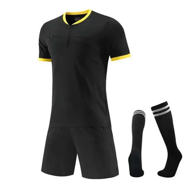 New Arival Football Judge Uniforms Clothing Professional Compeon Soccer Referee Jerseys Kit With Zipper_voghion.com