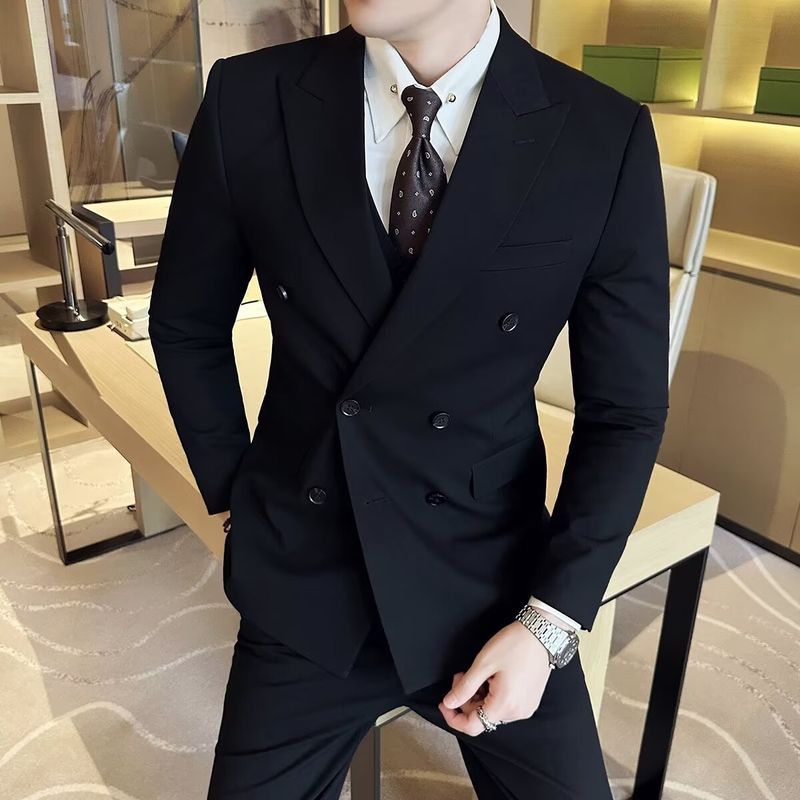 CT Autumn Winter New Korean Trendy Men's British Style Draped Double-Breasted Business Commuter Suit Jacket_voghion.com
