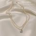 Collier de perles d'eau douce coréen tendance, design simple et étincelant, double rang, chaîne détachable._voghion.com