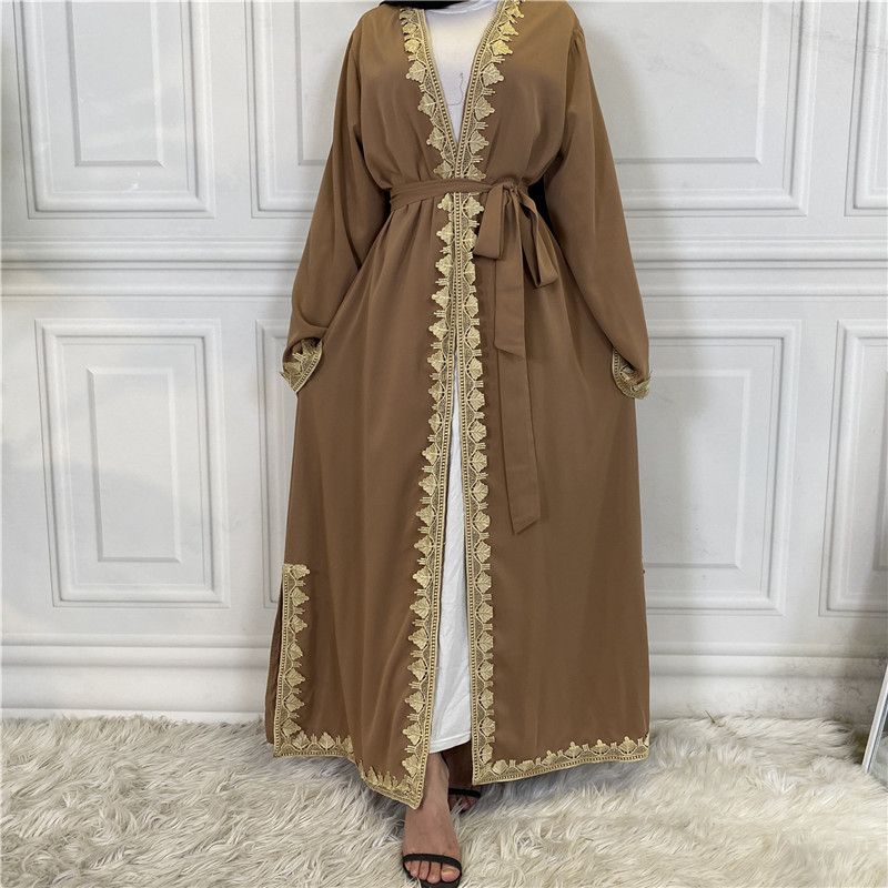 Women's Clothing Muslim Fashion Embroidered Robe Turkish Casual Cardigan Islamic Long Dress_voghion.com