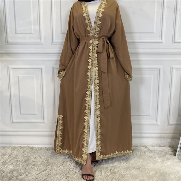 Women's Clothing Muslim Fashion Embroidered Robe Turkish Casual Cardigan Islamic Long Dress_voghion.com