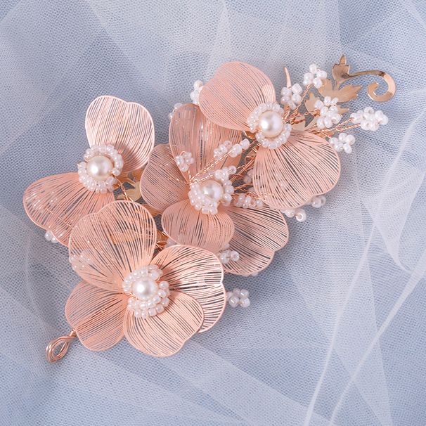 Bruden Blomster Hovedbeklædning Håndlavet Golden Leaf pandebånd Bryllupsmakeup Hårtilbehør Banketkjole Hårtilbehør_voghion.com