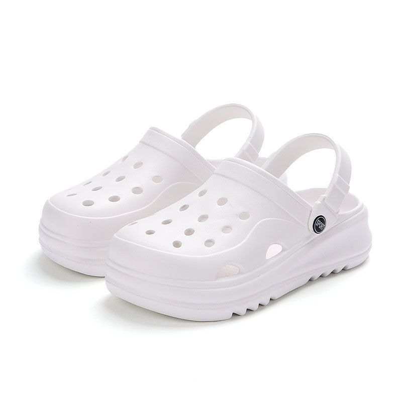 Unisex Shoes Thick Soled Hole Shoes Comfortable Wear Closed Toe Drag Heel Sandals With Shit Like Feel_voghion.com