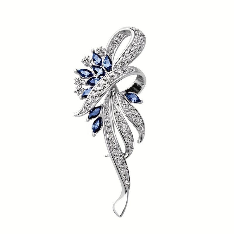 Broche met een vintage bloemenmotief, geschikt voor vrouwen om te combineren met blauw/paars kristal | Retro mode | Broche en speld voor dames | Dames_voghion.com