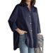 Verve Autumn Winter New Solid Color Long Sleeve Turn-down Collar Irregular Plus Size Women's Shirt_voghion.com