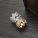 New Copper Zircon Men's Two Rows Diamond Rhombus Niche Design Cuban Ring_voghion.com