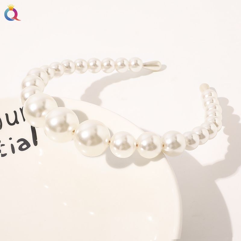 Cerchietto con perle - Cerchietto vintage con perline per donna, elegante accessorio per capelli fatto a mano (regolabile, larghezza 3,5 cm)_voghion.com