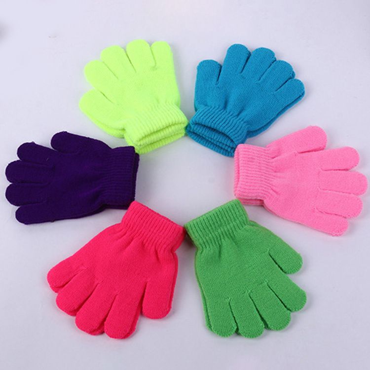 Guanti caldi per bambini in acrilico multicolore con testo stampato_voghion.com