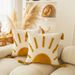 Bohemian Gold Sun Throw Pillow With Tassels - Geometric Pattern Chenille Cushion Cover For Sofa, Bed, Home Decor_voghion.com