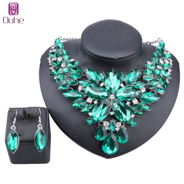 Naiste pruudi kristalllillede ehtekomplektid pulmakaelakee kõrvarõngad pruutide peo ehete komplektid_voghion.com