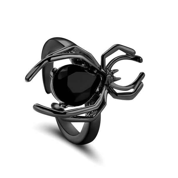 Ins Niche Design Halloween With Inlaid Diamonds Open Personality Spider Ring_voghion.com