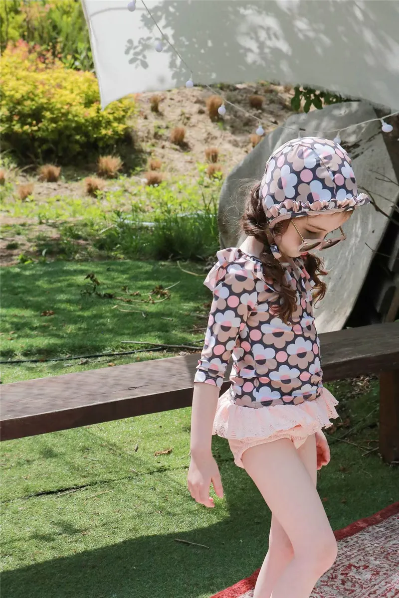 Baby clothesLong sleeve sun protection children's swimsuit split cute princess flower swimsuit small and medium-sized virgin baby swimsuit_voghion.com
