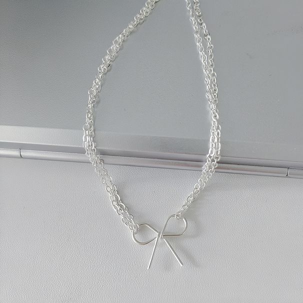 Gioielli estivi per i piedi, cavigliera a doppio strato con fiocco bianco K, semplice, versatile, accessorio per le vacanze in spiaggia_voghion.com