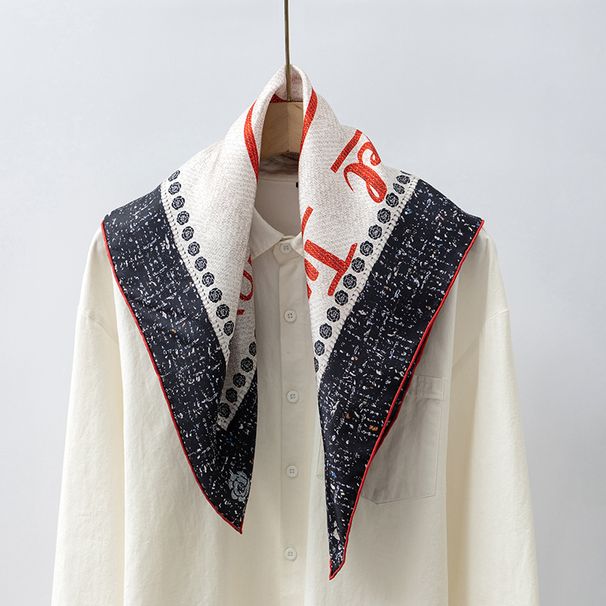 Sciarpa in twill pesante da 70 quadrati per donna, versatile, retrò, primaverile, realizzata a mano, in 100% seta di gelso, all'ingrosso_voghion.com