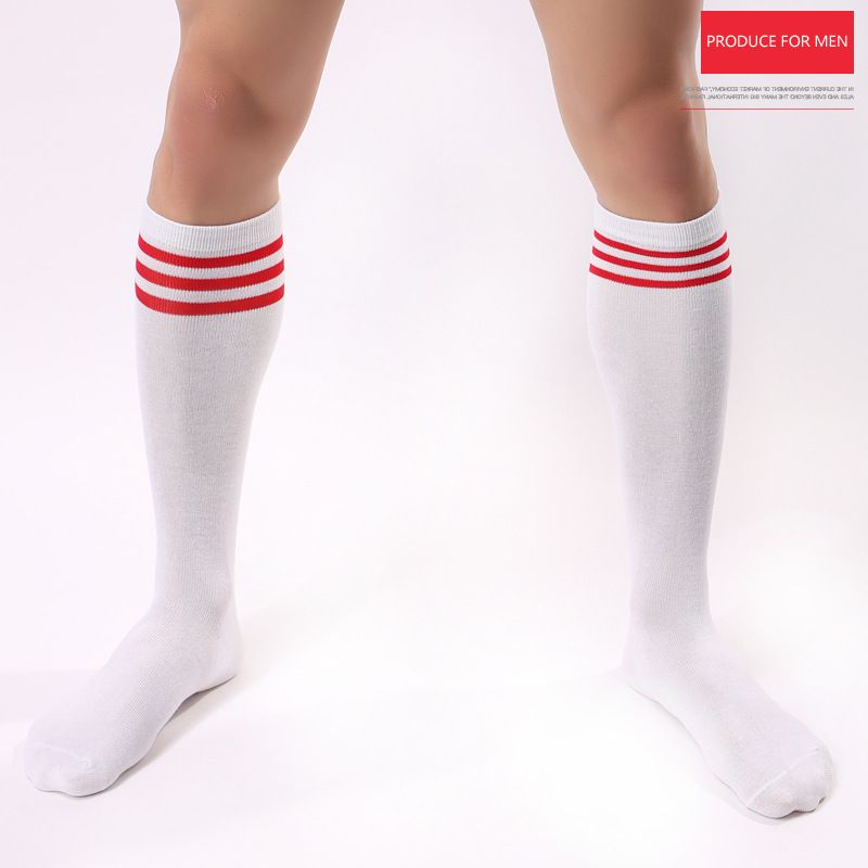 Disposable Student Thin Men Three Bars Soccer Knee Sports Sexy Men's Socks Trendy_voghion.com