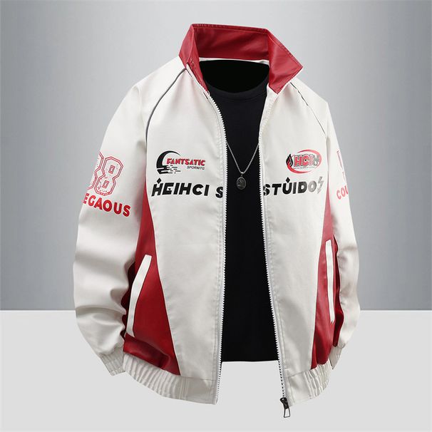 Giacca da corsa americana nuova e alla moda per autunno e inverno, con colletto rialzato, casual, versatile e ampia, per giovani coppie_voghion.com