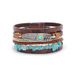 Gravel Feather Leather Women's Bracelet Creative Retro Feather Turquoise Magnet Clasp Bracelet_voghion.com