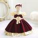 Vêtements pour enfants Nouvelle robe à manches courtes pour filles Petite robe de princesse pour enfants Anniversaire Robe pour bébé d'un an_voghion.com