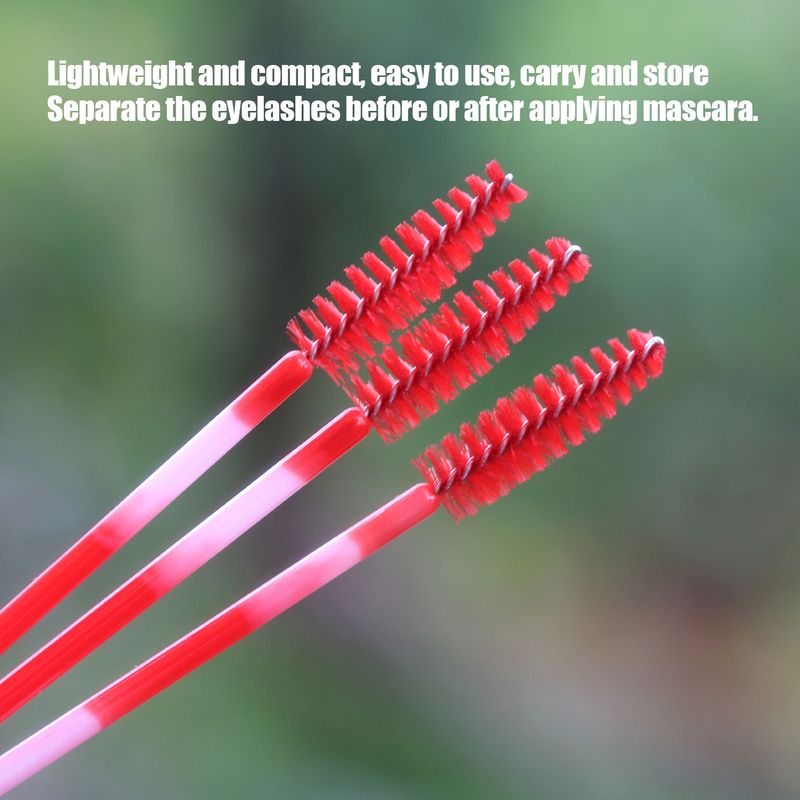 200pcs Mascara Wands Applicator Disposable Eyebrow Brush Set Eyelash Red_voghion.com