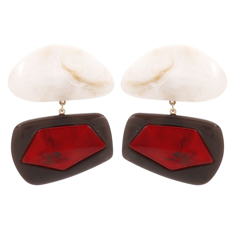E13026 New Bohemian Geometric Large ZA Exaggerated Irregular Resin Earrings_voghion.com