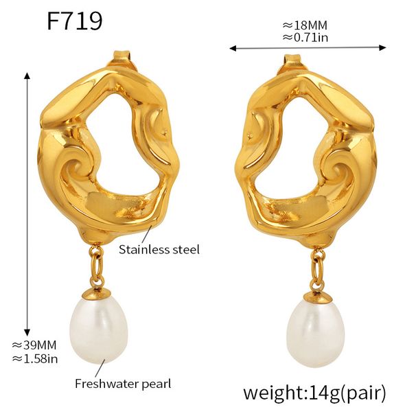 Women's Jewelry Elegant French Hollow Lava Irregular Drop Earrings With Freshwater Pearl For Women_voghion.com