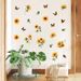 Adesivi murali in PVC opaco N1901 per decorazione di finestre della camera da letto del soggiorno con girasole estivo e farfalla_voghion.com
