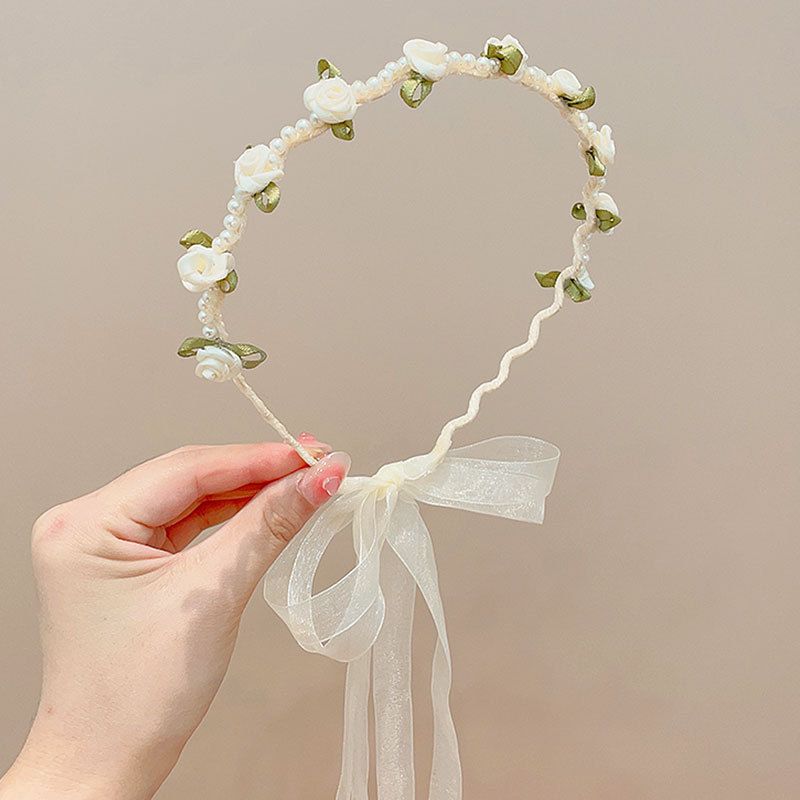 Perlenblumen-Satin für Erwachsene und Kinder, neuer vielseitiger Outdoor-Haarschmuck für Mädchen, märchenhafter Waldstil, süß_voghion.com