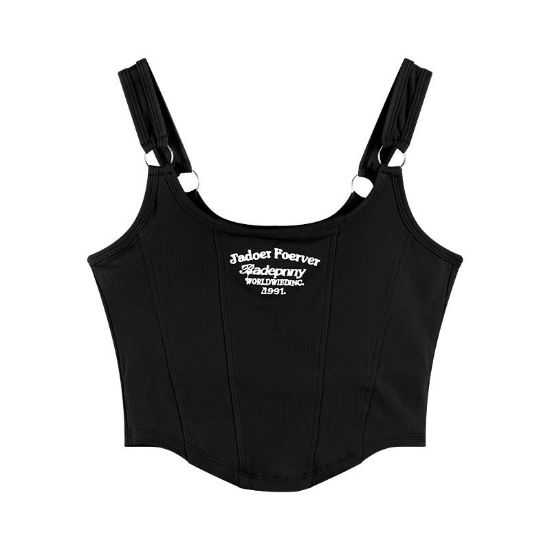 Lingerie féminine d'été, sous-vêtements, Hot Girl Pure Desire Fashion Letter, petite camisole avec coussinet de poitrine, vêtements d'extérieur slim pour filles_voghion.com