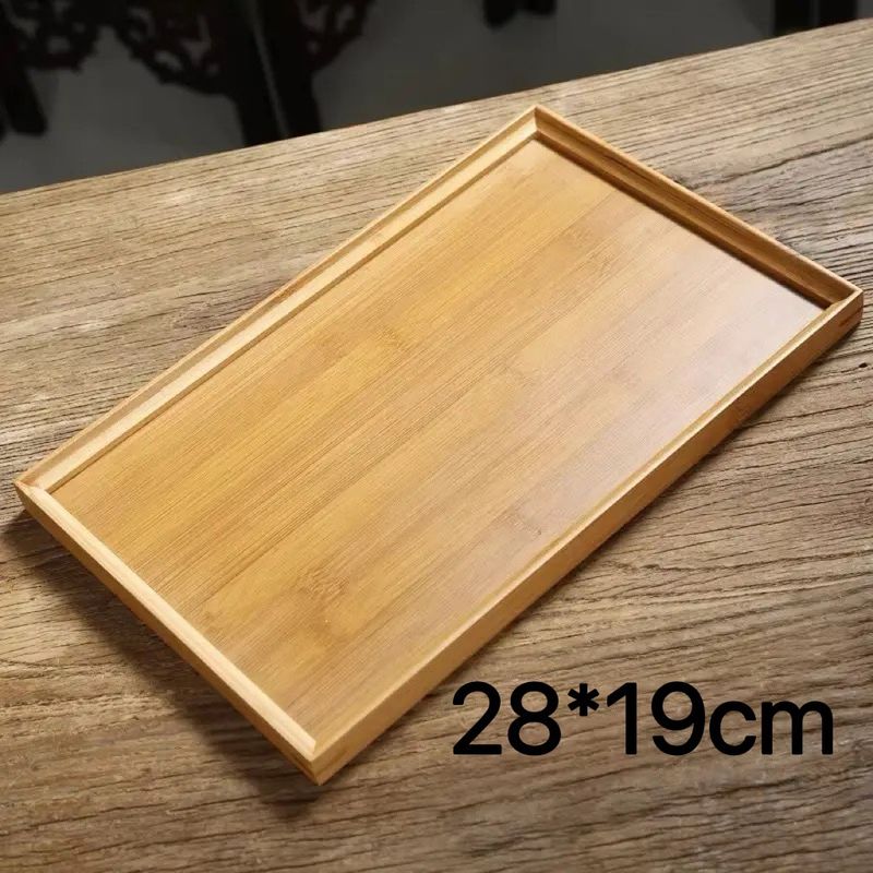 ​​Bamboo Wood Rectangular Serving Tray – Multi-Purpose Snack Plate For Tea BBQ & Home Use_voghion.com