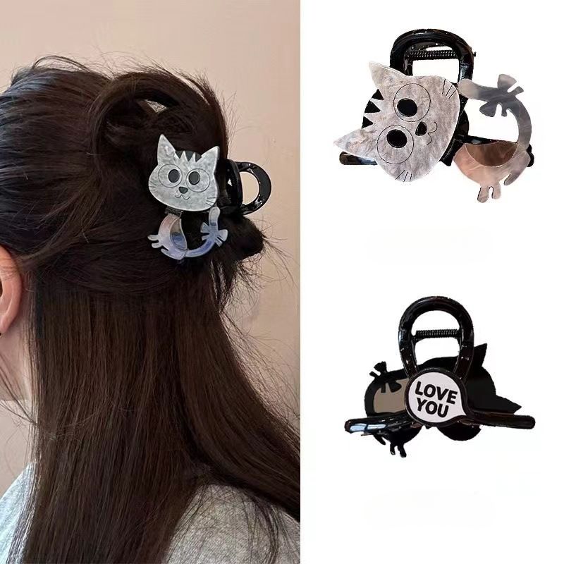 Lindo y lindo gatito nuevo de alta gama AB cara de tiburón clip horquilla de pelo disco de cabeza trasera tocado de pelo_voghion.com