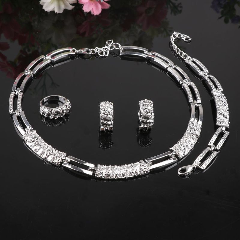 kvinnor afrikanska pärlor smycken uppsättningar cz kristall halsband örhänge ring armband smycken set _voghion.com