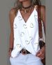 Women's Clothing simple V-neck metal buckle printed vest top _voghion.com