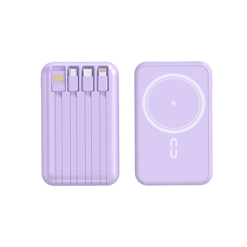 Power Bank wireless da 10000 mAh con cavo integrato, ultra-portatile e ricarica rapida per iPhone_voghion.com
