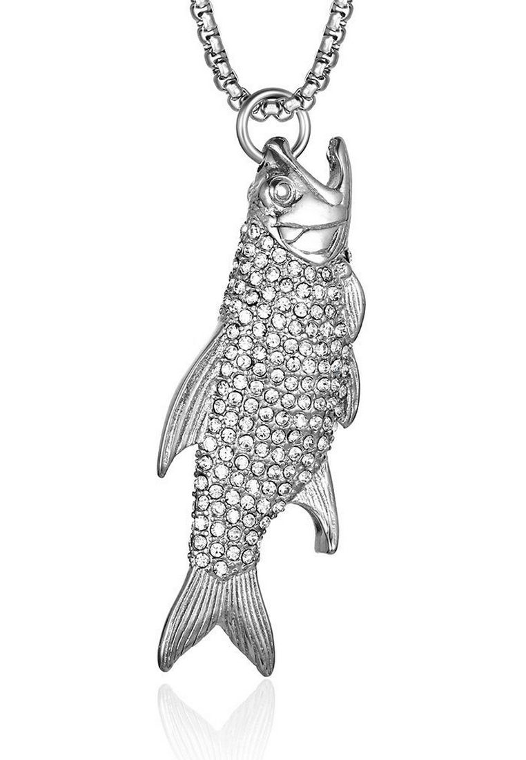 Ogrlica iz titanijevega jekla 316L v obliki krapa JSC4023_voghion.com