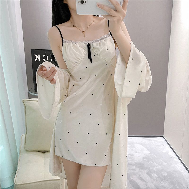 Pijamale din catifea aurie pentru femei, de iarnă, sexy, cu dantelă, halat de baie cu saltea pentru piept, stil Pure Desire, haine de casă de primăvară și_voghion.com