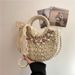 【Forest Style Woven】New Straw Woven Floral Trendy Basket Beach Scarf Bowknot Crossbody Women's Bag_voghion.com