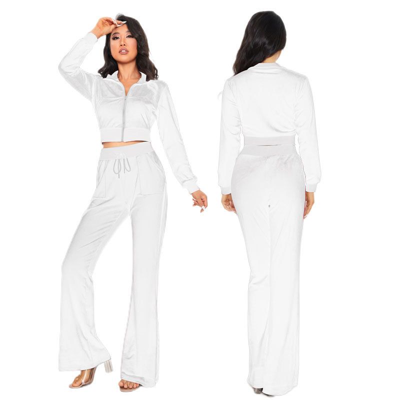 Autumn 2025 New Women's Clothing Casual Fashion Velvet Cardigan Slim Two-piece Set_voghion.com