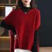 Oversized Batwing Sleeve Knit Vest – Soft V-Neck Pullover Sweater (Red/Black/Light Blue/Beige/Dark Green) | Minimalist Layering Essential_voghion.com