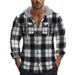 American Style Autumn Winter Plaid Hooded Flannel Jacquard Men's Trendy Casual Shirt Men_voghion.com