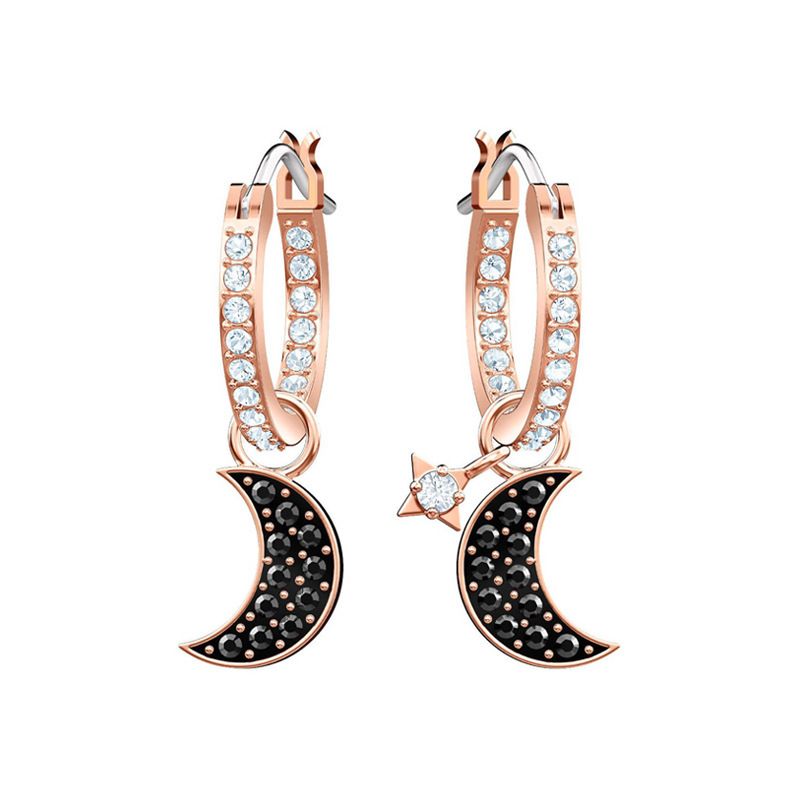 Asymmetrische Ohrringe mit Stern und Mond für Damen Abnehmbare Ohrringe mit Stern und Mond für Damen_voghion.com