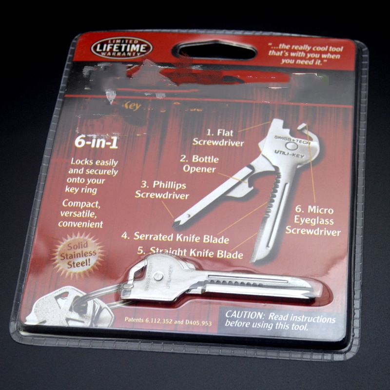 Portable Swiss Technology Multi-Function Keychain Knife Tool Screwdriver 6-in-1 Mini Caliper Hook_voghion.com