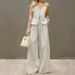 Women's Clothing Summer New Fashion Camisole High Waist Wide Leg Trousers Two Piece Set Design Temperament Commuting French Style_voghion.com