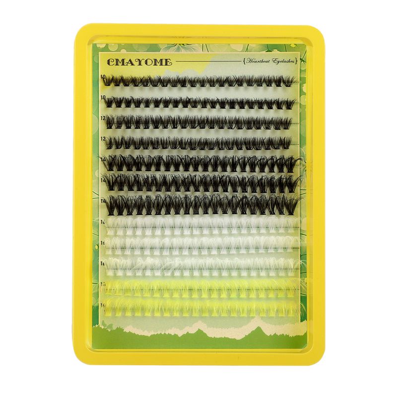 DIY-Set für segmentierte falsche Wimpern, Wimpernverlängerungsset mit großer Kapazität, gemischte Farben mit bunten und schwarzen Büscheln_voghion.com