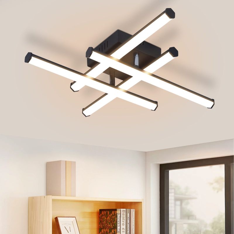 Deckenlampe Schwarz Deckenleuchte Schlafzimmer - Moderne Wohnzimmerlampe 24W Innen Küchenlampe 3000K Warmweiß Licht LED Deckenbeleuchtung Für Flur_voghion.com